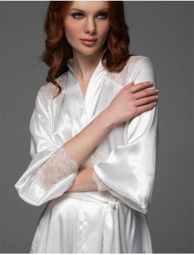 Халат с кружевными манжетами Mia-Amore ADELAIDA 4708 белый, Цвет: белый, Размеры: L/XL, изображение 2