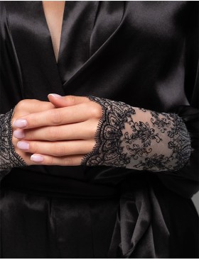 Халат с кружевными манжетами Mia-Amore ADELAIDA 4708 черный, Цвет: черный, Размеры: L/XL, изображение 2