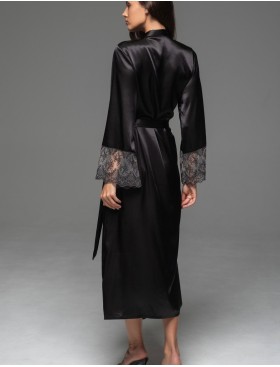 Длинный запашной халат Mia-Amore ADELAIDA 4709 черный, Цвет: черный, Размеры: 2XL/3XL, изображение 2