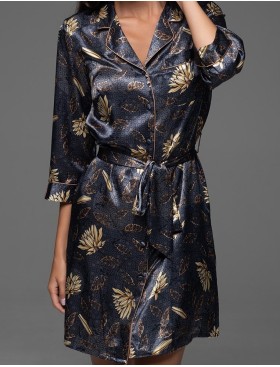 Шёлковая рубашка-халат Mia-Amore MARYGOLD 4631, Цвет: темно-синий, Размеры: 3XL, изображение 4