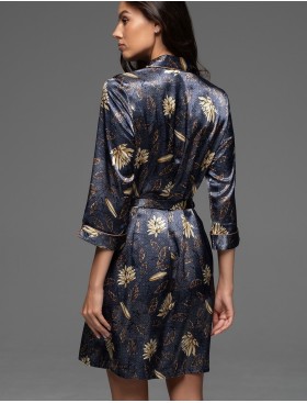 Шёлковая рубашка-халат Mia-Amore MARYGOLD 4631, Цвет: темно-синий, Размеры: 3XL, изображение 2