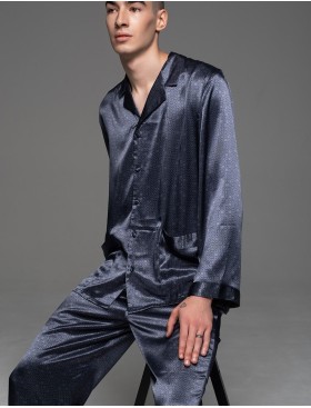 Шёлковая мужская пижама Mia-Amore MARYGOLD 4632, Цвет: темно-синий, Размеры: 4XL, изображение 3