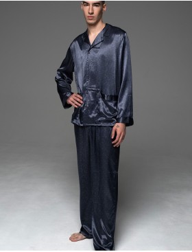 Шёлковая мужская пижама Mia-Amore MARYGOLD 4632, Цвет: темно-синий, Размеры: 4XL, изображение 4