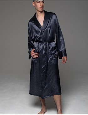 Мужской шёлковый халат Mia-Amore MARYGOLD 4633, Цвет: темно-синий, Размеры: 2XL/3XL