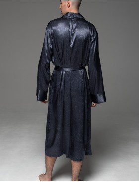 Мужской шёлковый халат Mia-Amore MARYGOLD 4633, Цвет: темно-синий, Размеры: 2XL/3XL, изображение 3