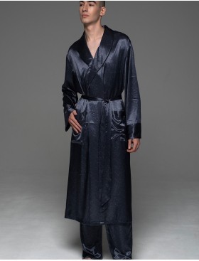 Мужской шёлковый халат Mia-Amore MARYGOLD 4633, Цвет: темно-синий, Размеры: 2XL/3XL, изображение 4