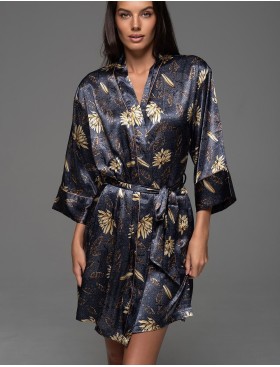 Шёлковый халат-кимоно Mia-Amore MARYGOLD 4693, Цвет: темно-синий, Размеры: 4XL/5XL