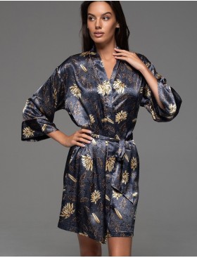 Шёлковый халат-кимоно Mia-Amore MARYGOLD 4693, Цвет: темно-синий, Размеры: 4XL/5XL, изображение 3