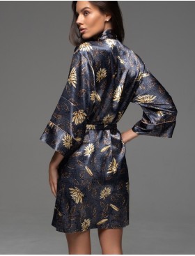 Шёлковый халат-кимоно Mia-Amore MARYGOLD 4693, Цвет: темно-синий, Размеры: 4XL/5XL, изображение 2