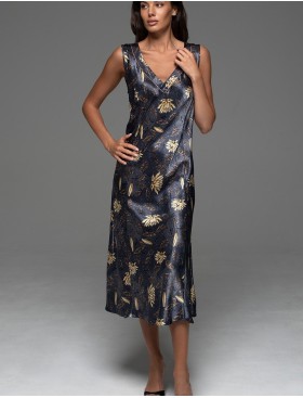 Длинная сорочка из шёлка Mia-Amore MARYGOLD 4698, Цвет: темно-синий, Размеры: 2XL, изображение 3