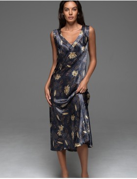 Длинная сорочка из шёлка Mia-Amore MARYGOLD 4698, Цвет: темно-синий, Размеры: 2XL, изображение 4