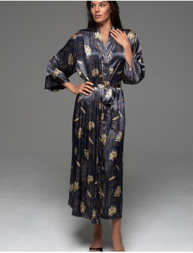 Длинный запашной халат Mia-Amore MARYGOLD 4699, Цвет: темно-синий, Размеры: 2XL/3XL