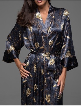 Длинный запашной халат Mia-Amore MARYGOLD 4699, Цвет: темно-синий, Размеры: 2XL/3XL, изображение 3