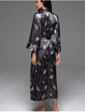 Длинный запашной халат Mia-Amore MARYGOLD 4699, Цвет: темно-синий, Размеры: 2XL/3XL, изображение 2