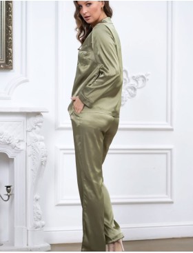 Атласная пижама тройка Mia-Mella JULIA 8735 оливковый, Цвет: оливковый, Размеры: S, изображение 3