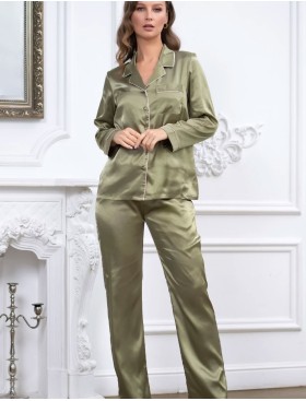 Атласная пижама Mia-Mella JULIA 8736 оливковый, Цвет: оливковый, Размеры: M