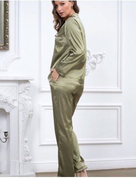 Атласная пижама Mia-Mella JULIA 8736 оливковый, Цвет: оливковый, Размеры: M, изображение 3