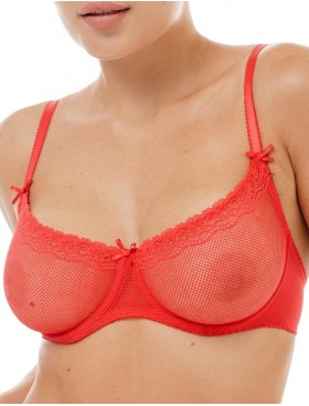 Мягкий кружевной бюстгальтер Sermija 124-09-L красный, Цвет: красный, Размеры: 70B