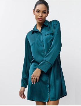 Атласная рубашка-халат Aruelle EMERALDA, Цвет: изумруд, Размеры: S
