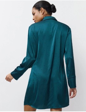Атласная рубашка-халат Aruelle EMERALDA, Цвет: изумруд, Размеры: S, изображение 2