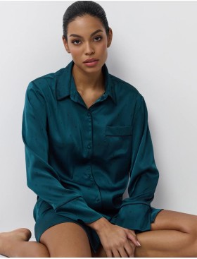 Атласная рубашка-халат Aruelle EMERALDA, Цвет: изумруд, Размеры: S, изображение 4