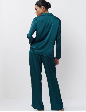 Атласная пижама с брюками Aruelle EMERALDA, Цвет: изумруд, Размеры: XS, изображение 3