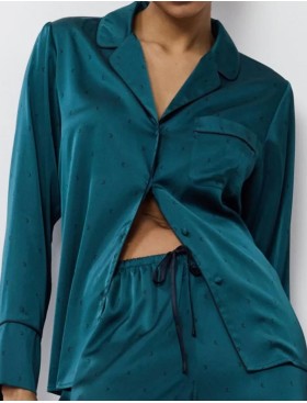 Атласная пижама с брюками Aruelle EMERALDA, Цвет: изумруд, Размеры: XS, изображение 4