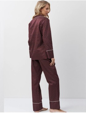 Пижама с брюками из хлопка Aruelle GEORGETTE, Цвет: бордовый, Размеры: XS, изображение 3