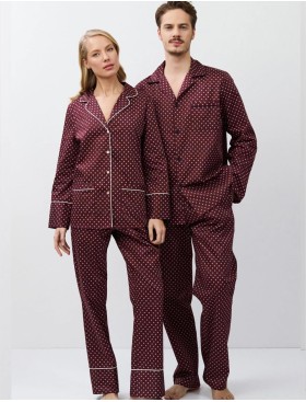 Пижама с брюками из хлопка Aruelle GEORGETTE, Цвет: бордовый, Размеры: XS, изображение 4