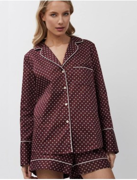 Пижама с шортами из хлопка Aruelle GEORGETTE, Цвет: бордовый, Размеры: XS