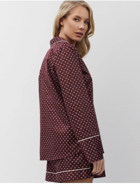 Пижама с шортами из хлопка Aruelle GEORGETTE, Цвет: бордовый, Размеры: XS, изображение 2