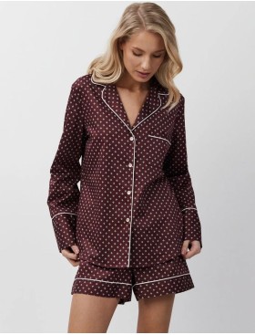 Пижама с шортами из хлопка Aruelle GEORGETTE, Цвет: бордовый, Размеры: XS, изображение 3