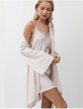 Короткий халат из атласа Aruelle GWEN, Цвет: светло-розовый, Размеры: S, изображение 3