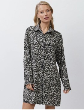 Рубашка-халат из вискозы Aruelle LEONA, Цвет: леопард, Размеры: S