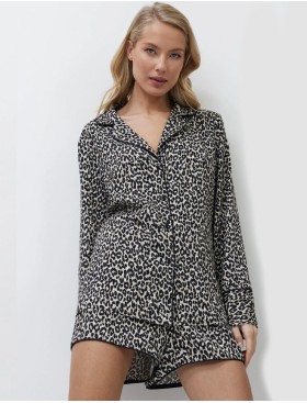 Пижама женская с шортами из вискозы Aruelle LEONA, Цвет: леопард, Размеры: XS