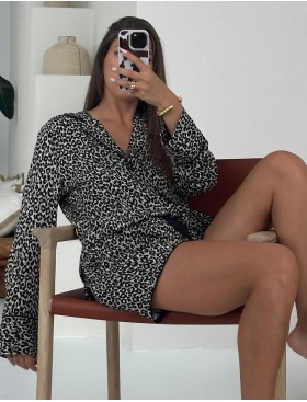 Пижама женская с шортами из вискозы Aruelle LEONA, Цвет: леопард, Размеры: XS, изображение 4
