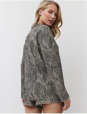 Пижама женская с шортами из вискозы Aruelle LINNA, Цвет: чёрный/мокко, Размеры: XS, изображение 2