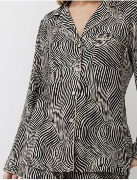 Пижама женская с шортами из вискозы Aruelle LINNA, Цвет: чёрный/мокко, Размеры: XS, изображение 4