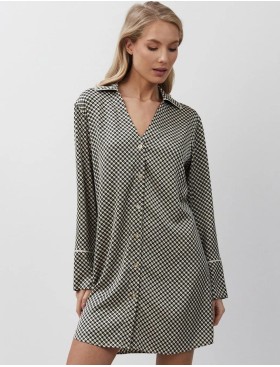 Атласная рубашка Aruelle ROMIE, Цвет: чёрный/бежевый, Размеры: S