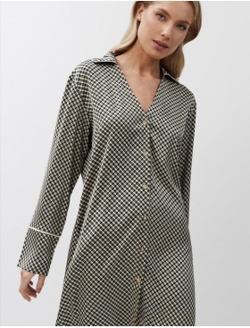 Атласная рубашка Aruelle ROMIE, Цвет: чёрный/бежевый, Размеры: S, изображение 3