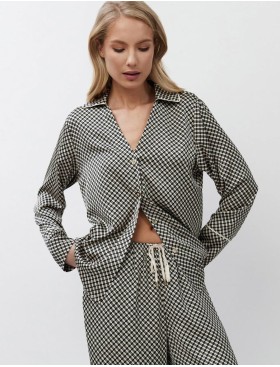 Атласный пижамный комплект Aruelle ROMIE, Цвет: чёрный/бежевый, Размеры: XS