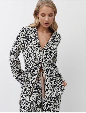 Пижама женская с брюками из вискозы Aruelle SOLENE, Цвет: чёрный/молочный, Размеры: XS