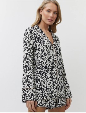 Пижама женская с шортами из вискозы Aruelle SOLENE, Цвет: чёрный/молочный, Размеры: XS