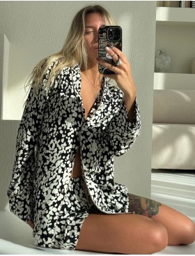 Пижама женская с шортами из вискозы Aruelle SOLENE, Цвет: чёрный/молочный, Размеры: XS, изображение 3