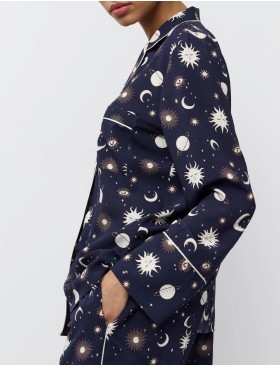 Женская пижама с брюками Aruelle VENUS, Цвет: тёмно-синий/кремовый, Размеры: XS, изображение 4