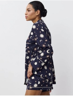 Женская пижама с шортами Aruelle VENUS, Цвет: тёмно-синий/кремовый, Размеры: XS, изображение 3