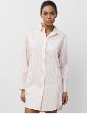 Хлопковая сорочка-рубашка Aruelle ZEPHYR, Цвет: кремовый/розовый, Размеры: S