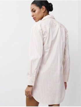 Хлопковая сорочка-рубашка Aruelle ZEPHYR, Цвет: кремовый/розовый, Размеры: S, изображение 2