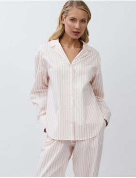 Хлопковая пижама с брюками Aruelle ZEPHYR, Цвет: кремовый/розовый, Размеры: XS