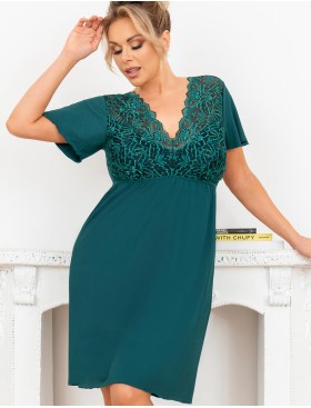 Сорочка из вискозы Donna MELANIA nightdress PLUS green, Цвет: изумрудный, Размеры: 3XL